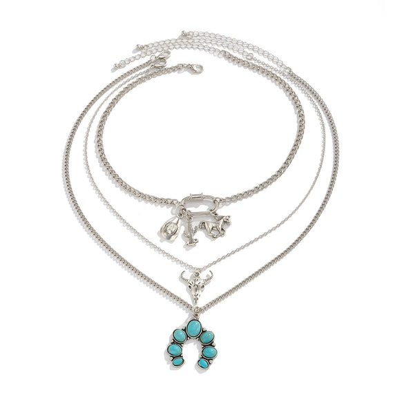 Alloy Animal Bull Head Pendant Clavicle Necklace With Electroplating