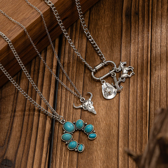Alloy Animal Bull Head Pendant Clavicle Necklace With Electroplating