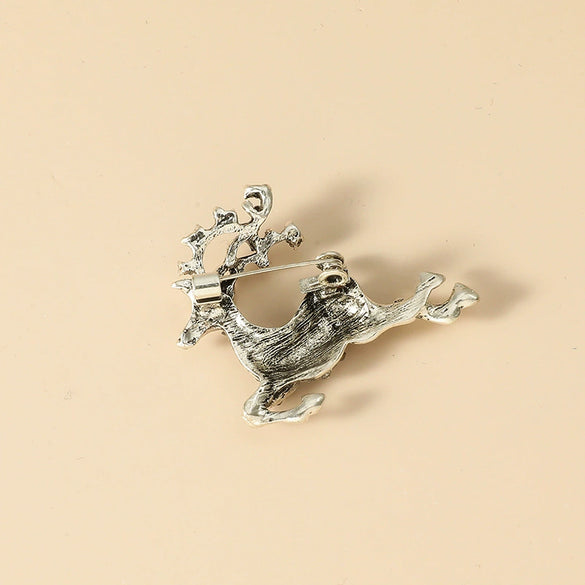 Alloy Animal Deer Diamond Brooch For Women