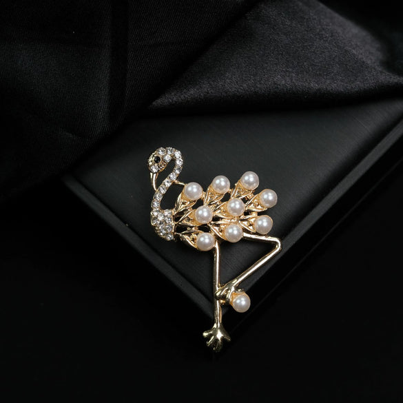Alloy Animal Flamingo Original Design Electroplated Brooch Fashion Pin Coat Suit Corsage Accessories