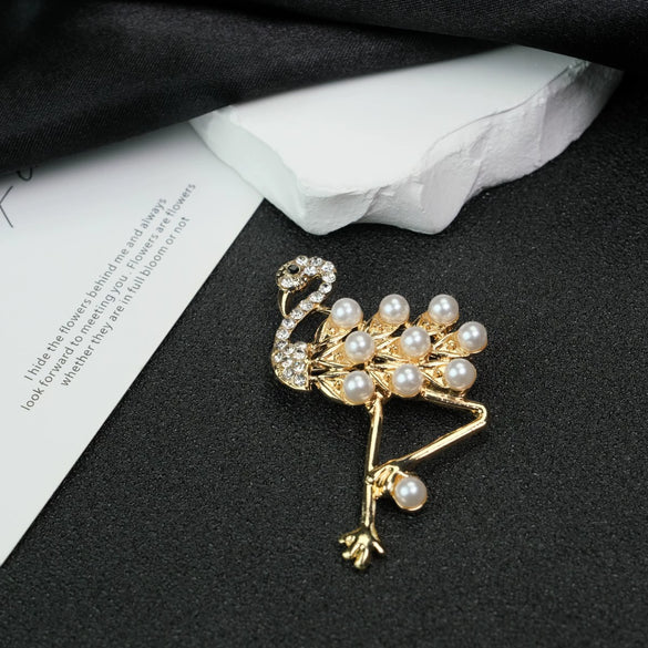 Alloy Animal Flamingo Original Design Electroplated Brooch Fashion Pin Coat Suit Corsage Accessories