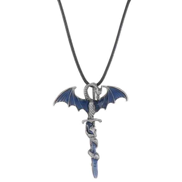 Alloy Animal Flying Dragon Shape Pendant Necklace With Oil Dripping Design Retro Disco Hiphop Style Unisex