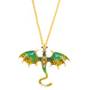 Alloy Animal Flying Dragon Shape Pendant Necklace With Oil Dripping Design Retro Disco Hiphop Style Unisex