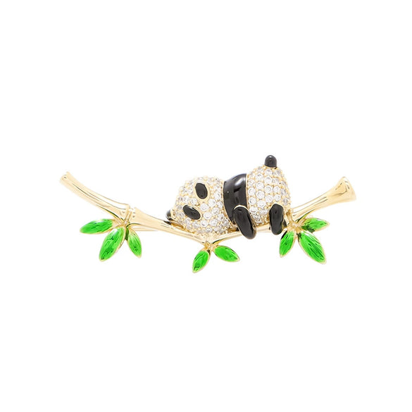 Alloy Animal Panda Style Brooch With Electroplating Decoration For Men And Women