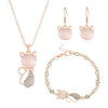 Alloy Animal Pattern Jewelry Set For Women With Diamond Design Including Earrings Necklace And Bracelet