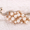Alloy Animal Peacock Brooch With Pearl Rhinestone Electroplated Clothing Accessories For Women