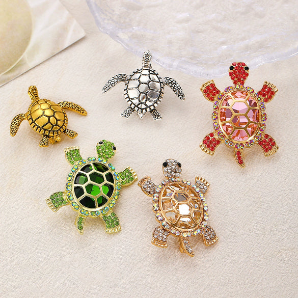 Alloy Animal Shape Retro Green Electroplated Turtle Brooch Highend Niche Jewelry Pin Unisex Accessories