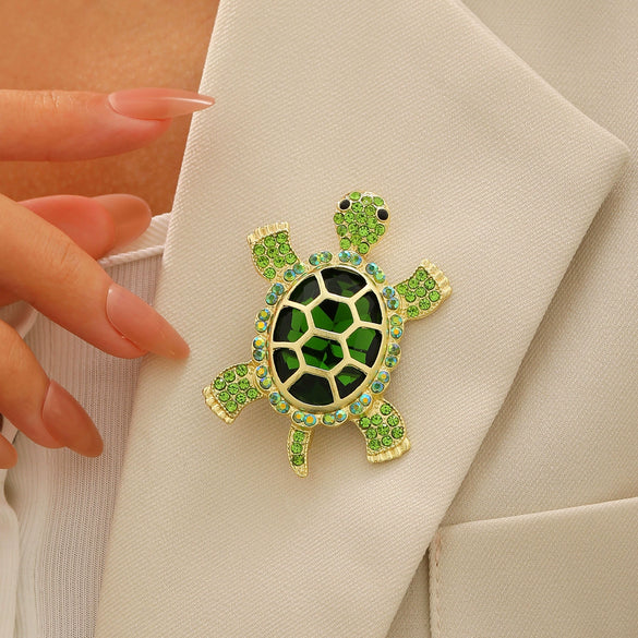 Alloy Animal Shape Retro Green Electroplated Turtle Brooch Highend Niche Jewelry Pin Unisex Accessories