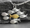 Alloy Animal Small Fish Pendant Necklace With Electroplating And Water Wave Chain For Women