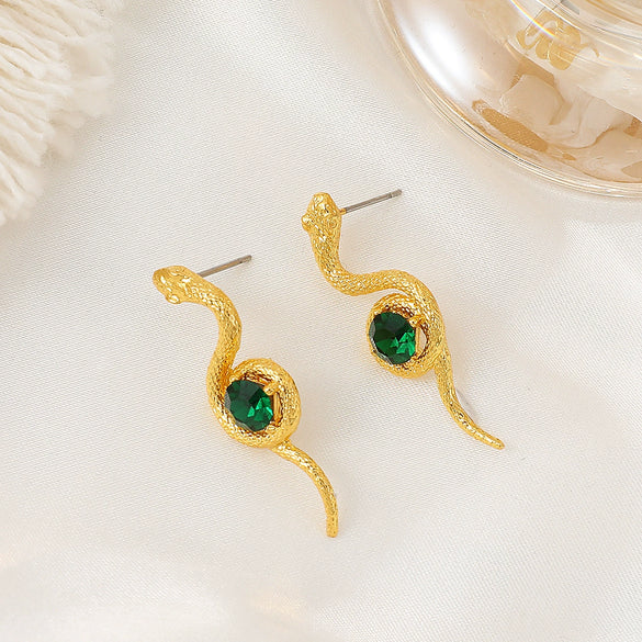 Alloy Animal Snake Women's Diamondencrusted Earrings