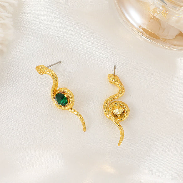Alloy Animal Snake Women's Diamondencrusted Earrings
