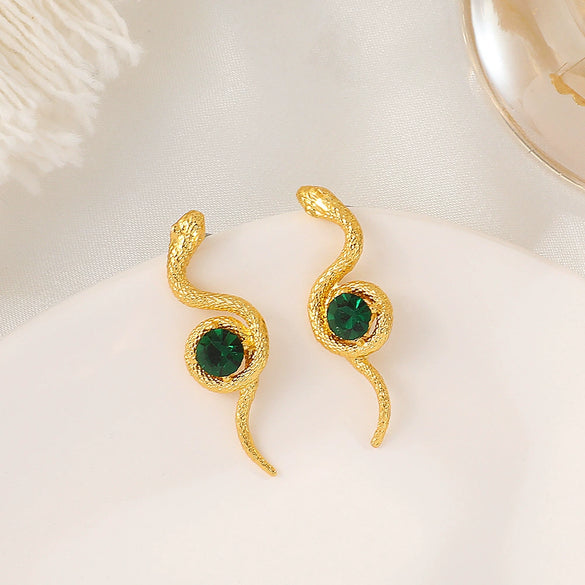 Alloy Animal Snake Women's Diamondencrusted Earrings