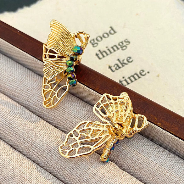 Alloy Animal Style Hollow Butterfly Rose Electroplated Women's Earrings