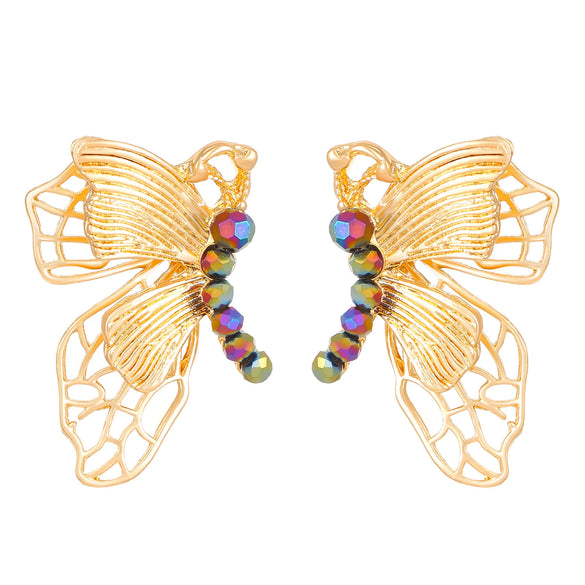 Alloy Animal Style Hollow Butterfly Rose Electroplated Women's Earrings