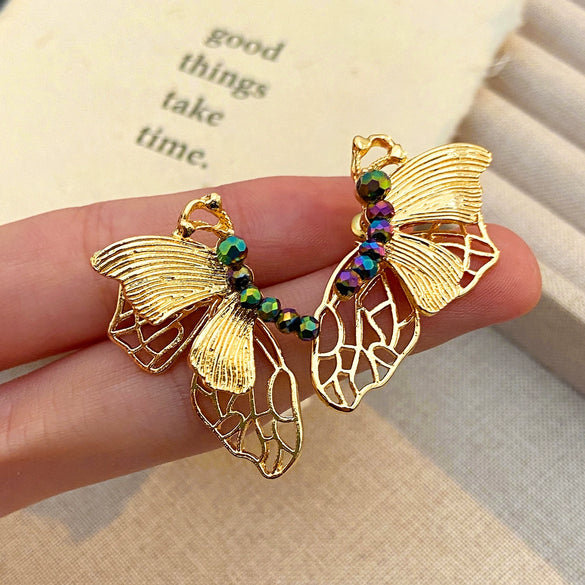 Alloy Animal Style Hollow Butterfly Rose Electroplated Women's Earrings