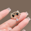 Alloy Animal Style Hollow Cat Brooch For Women With Electroplating