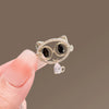 Alloy Animal Style Hollow Cat Brooch For Women With Electroplating