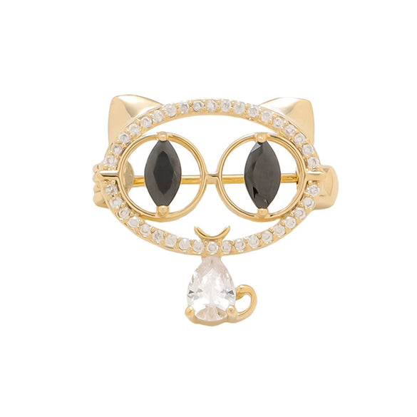 Alloy Animal Style Hollow Cat Brooch For Women With Electroplating