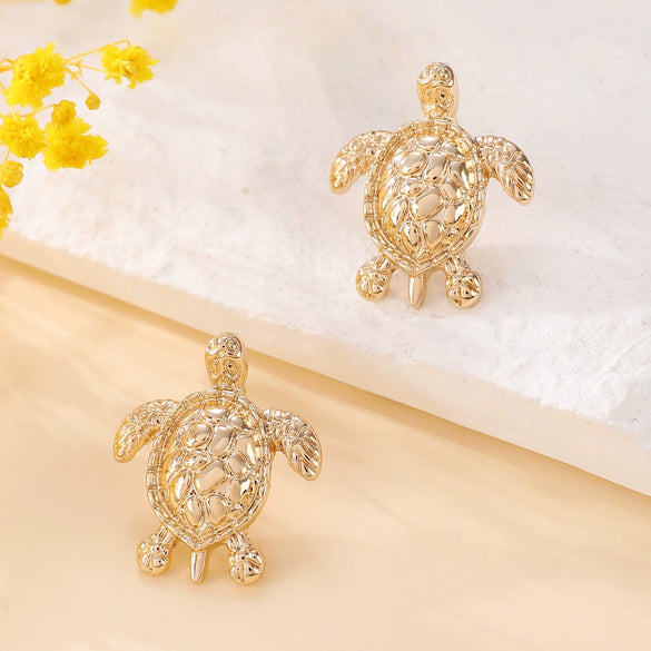 Alloy Animal Tortoise Earrings Electroplated For Women