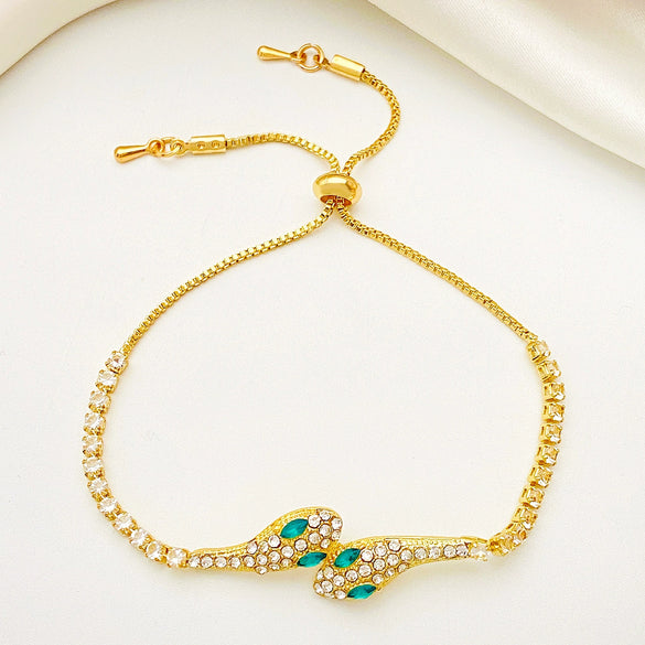 Alloy Animal Zodiac Diamond Micro Inlaid Adjustable Snake Bracelet For Girls