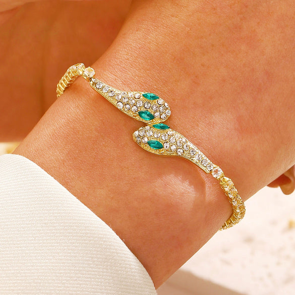 Alloy Animal Zodiac Diamond Micro Inlaid Adjustable Snake Bracelet For Girls