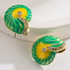 Alloy Animal Zodiac Exaggerated Metallic Oildropping Electroplated Conch Earrings For Women