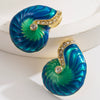 Alloy Animal Zodiac Exaggerated Metallic Oildropping Electroplated Conch Earrings For Women