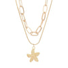 Alloy Animal Zodiac Pendant Doublelayer Chain Necklace Electroplated Ocean Style Jewelry