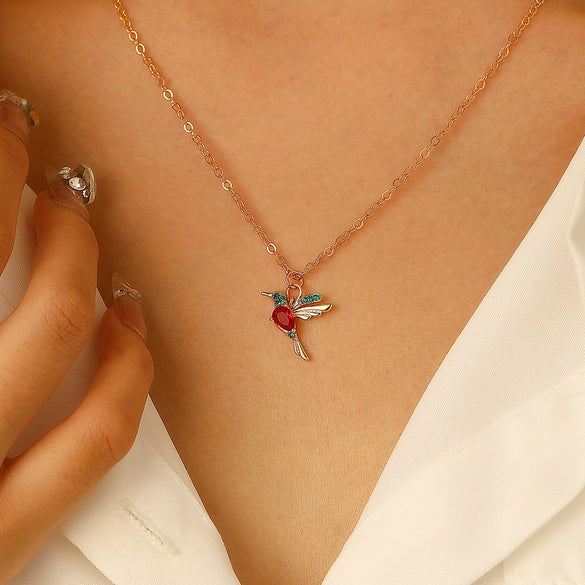 Alloy Animal Zodiac Retro Hummingbird Pendant Necklace Electroplated Regular Chain