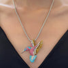 Alloy Animal Zodiac Retro Hummingbird Pendant Necklace Electroplated Regular Chain
