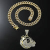 Alloy Animal Zodiac Rhinestone Diamond Pendant Necklace Hiphop Cuban Chain Jewelry For Men