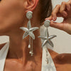 Alloy Animal Zodiac Style Electroplated Starfish Jellyfish Tassel Earrings For Women