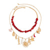 Alloy Animal Zodiac Style Starfish Conch Sun Fish Tail Necklace For Women Electroplated