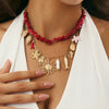 Alloy Animal Zodiac Style Starfish Conch Sun Fish Tail Necklace For Women Electroplated
