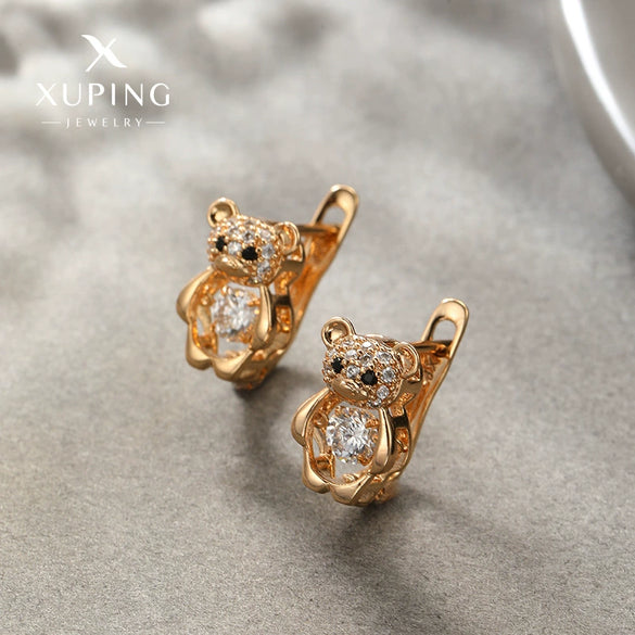 Alloy Animal Zodiac Threedimensional Hollow Design Electroplated Bear Ear Buckle Niche Style Women's Earrings