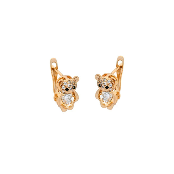 Alloy Animal Zodiac Threedimensional Hollow Design Electroplated Bear Ear Buckle Niche Style Women's Earrings