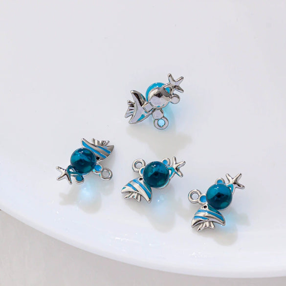 Alloy Animals Style Three Dimensional Bubble Blowing Fish Pendant Electroplated Jewelry Accessories