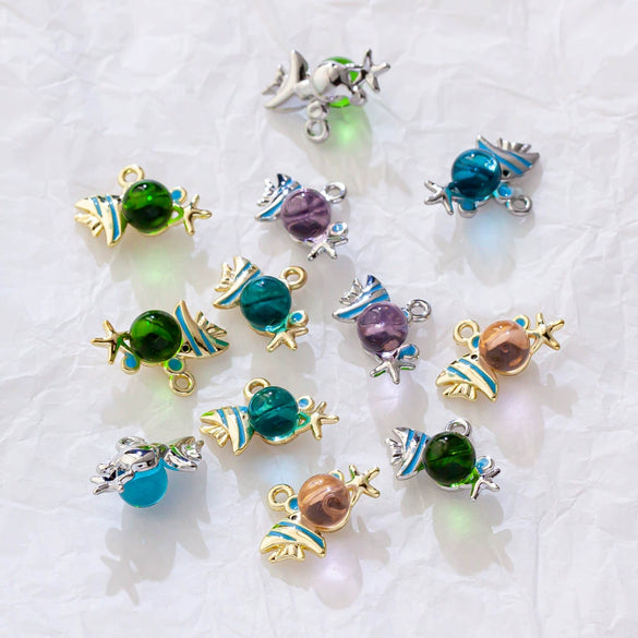 Alloy Animals Style Three Dimensional Bubble Blowing Fish Pendant Electroplated Jewelry Accessories
