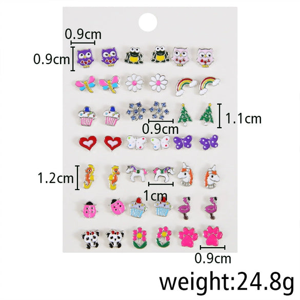 Alloy Animals Zodiac Dripping Oil Earrings Set For Women