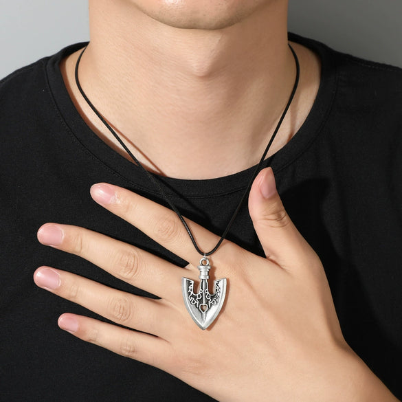 Alloy Animation Peripheral Necklace With Punk Style Geometric Pendant And Electroplating Treatment Leather Rope Chain