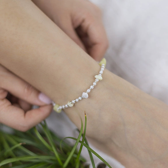 Alloy Anklet For Women With Geometric Pattern And Inlaid Artificial And Semiprecious Stones Retro Style