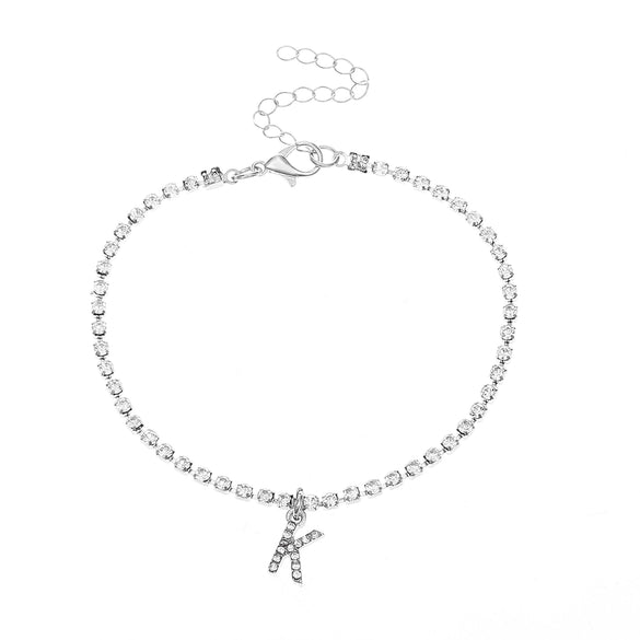 Alloy Anklet With Letters Numbers Text Pattern And Artificial Gemstones Semiprecious Stones Inlay For Women