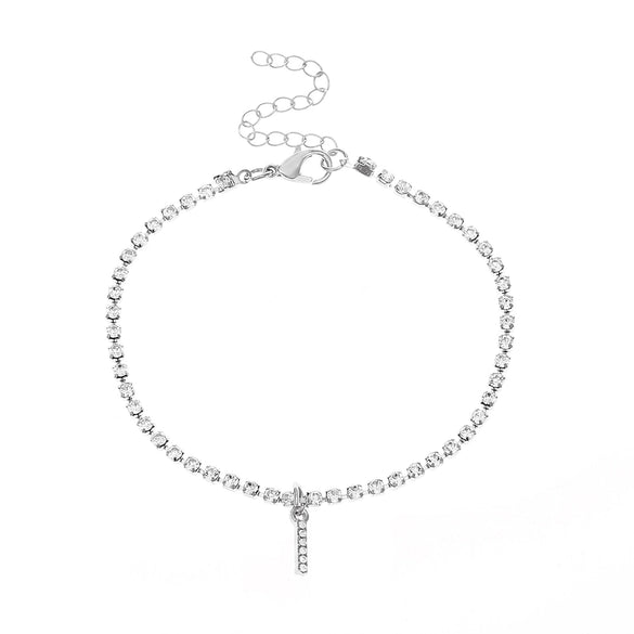 Alloy Anklet With Letters Numbers Text Pattern And Artificial Gemstones Semiprecious Stones Inlay For Women
