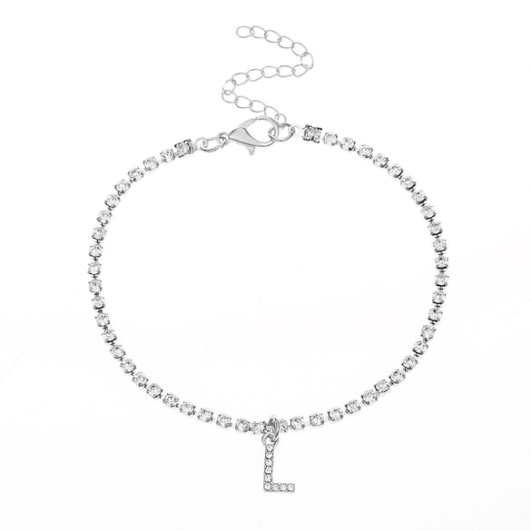 Alloy Anklet With Letters Numbers Text Pattern And Artificial Gemstones Semiprecious Stones Inlay For Women