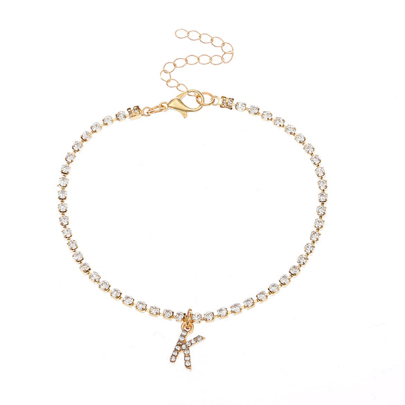 Alloy Anklet With Letters Numbers Text Pattern And Artificial Gemstones Semiprecious Stones Inlay For Women
