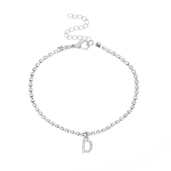 Alloy Anklet With Letters Numbers Text Pattern And Artificial Gemstones Semiprecious Stones Inlay For Women