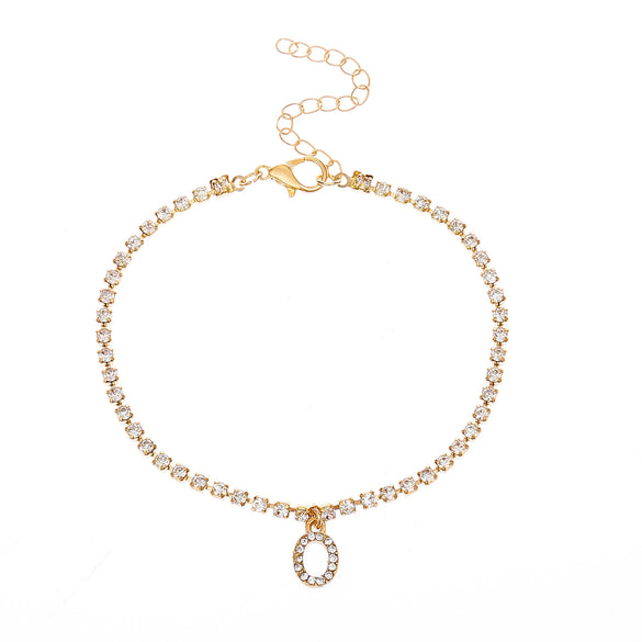 Alloy Anklet With Letters Numbers Text Pattern And Artificial Gemstones Semiprecious Stones Inlay For Women