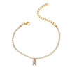 Alloy Anklet With Letters Numbers Text Pattern And Artificial Gemstones Semiprecious Stones Inlay For Women