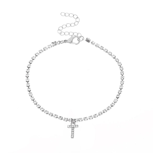 Alloy Anklet With Letters Numbers Text Pattern And Artificial Gemstones Semiprecious Stones Inlay For Women