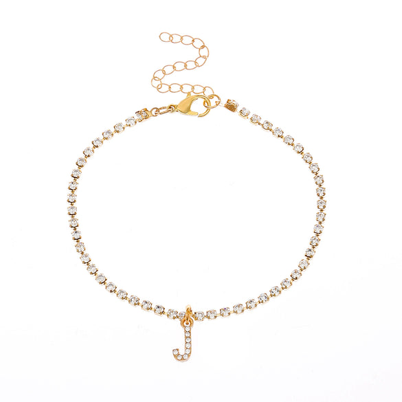 Alloy Anklet With Letters Numbers Text Pattern And Artificial Gemstones Semiprecious Stones Inlay For Women